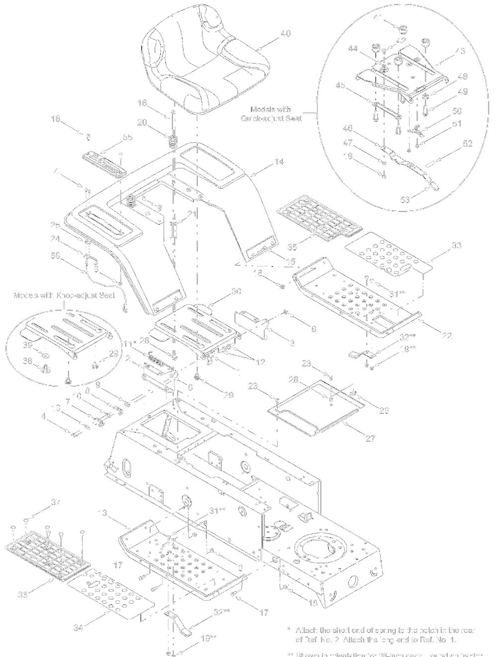 Seat, Fender Assembly 1 Diagram and Parts List for 13AD695G700 2004 Yard Machines Lawn Tractor